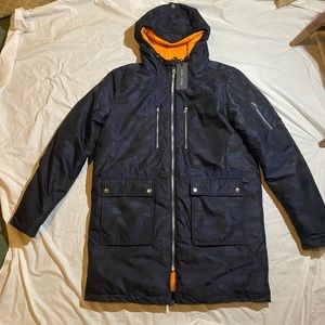 Slate and Stone Hooded Long Parka